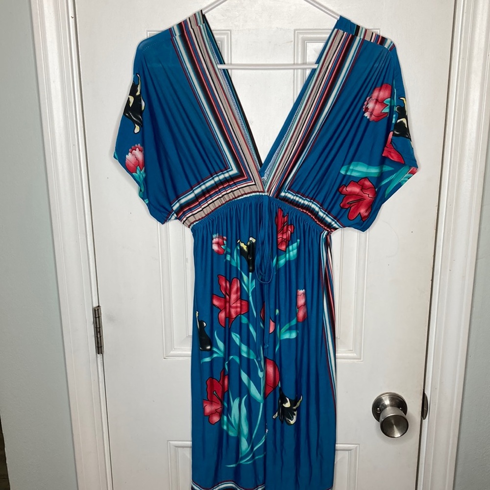 Tropical print swimsuit cover/beach dress